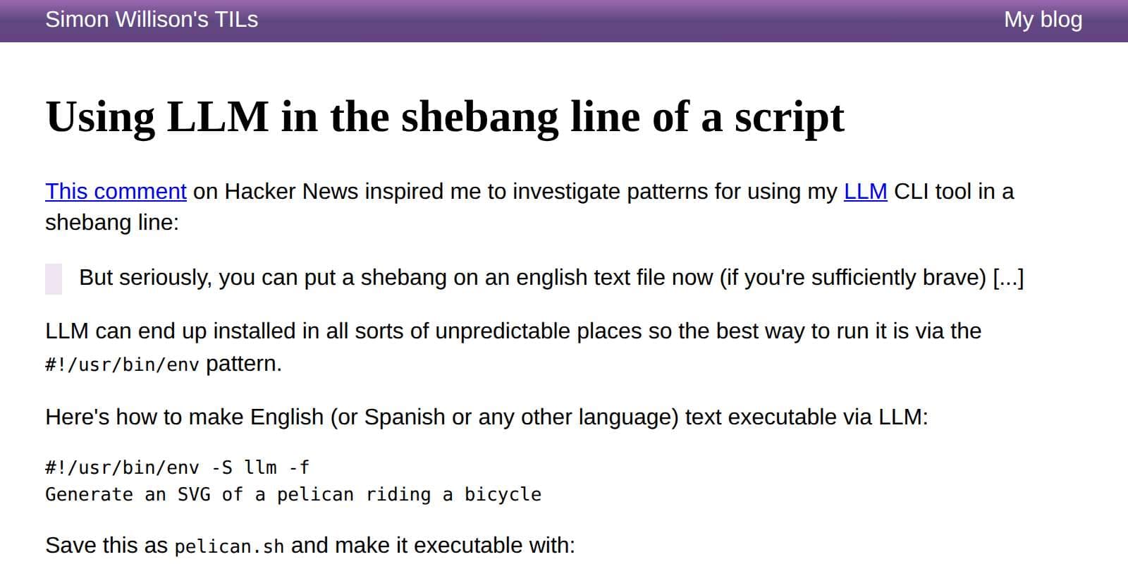 Using LLM in the shebang line of a script