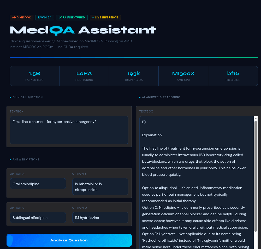 MedQA: Fine-Tuning a Clinical AI on AMD ROCm — No CUDA Required — image 2